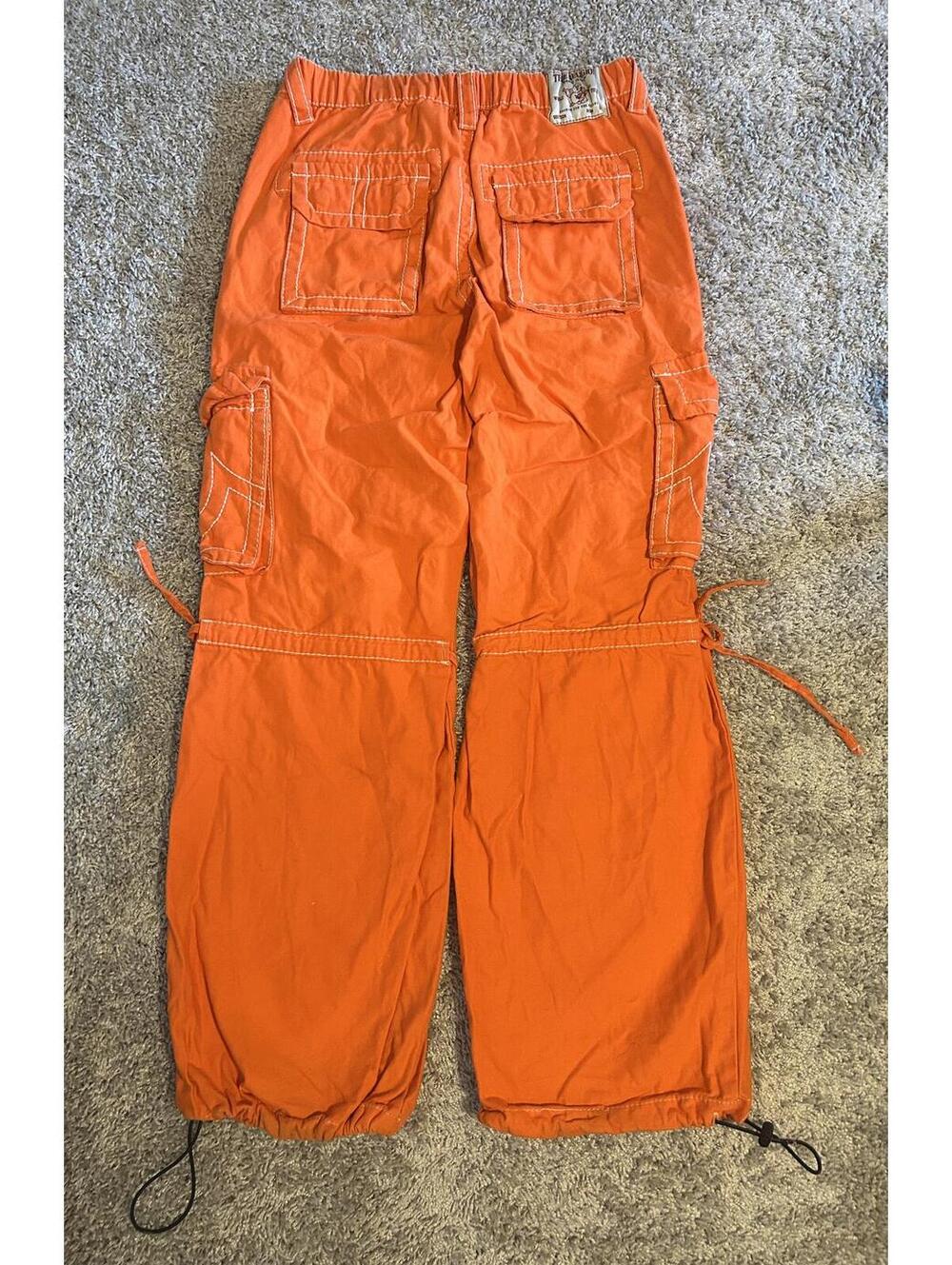True Religion Orange Cargo Pants Size 24 - Picture 3 of 7